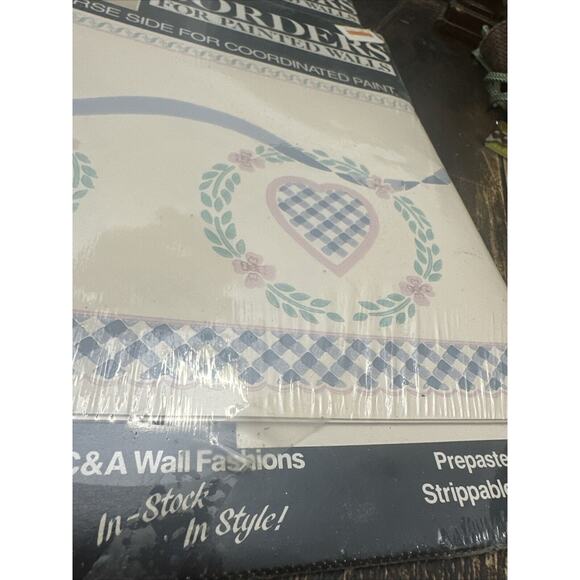 VTG Lot of 3 NEW Borders for Painted Walls C&A Wall Fashions Heart Bear Wreath - Picture 3 of 9